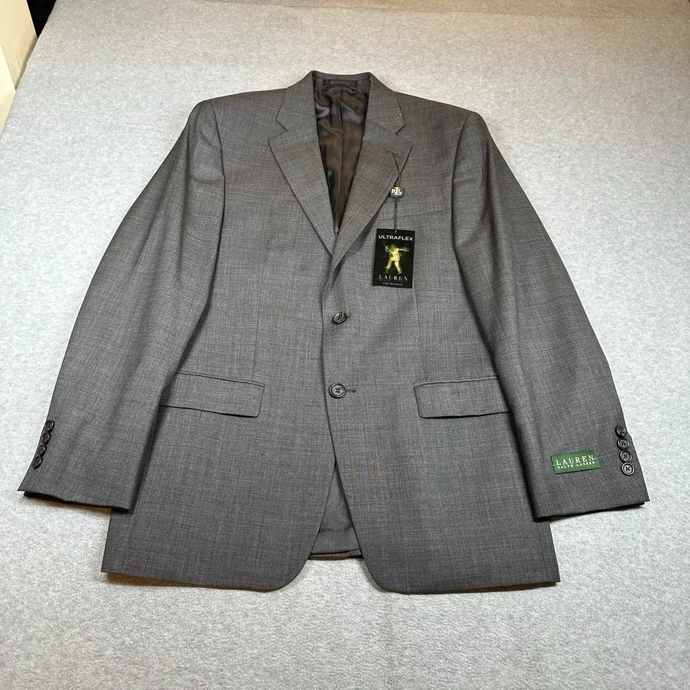 Lauren Ralph Lauren Blazer Mens 38R Gray Ultra Flex Wool Suit Separate NOTE
